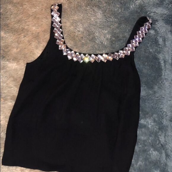 NEW Yumi Kim 100% Silk Black and Crystal Tank Top - Picture 1 of 4